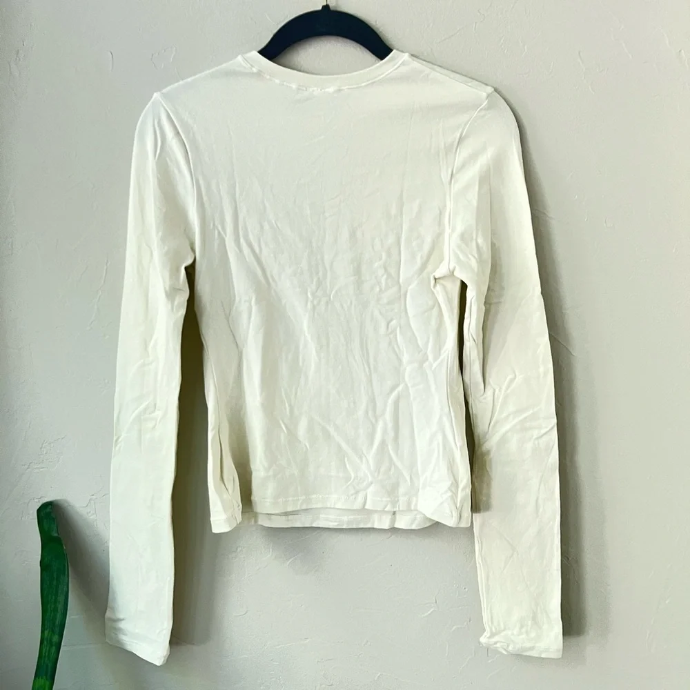 🤍SKIMS COTTON JERSEY LONG SLEEVE T-SHIRT IN BONE XS L - Picture 5 of 5